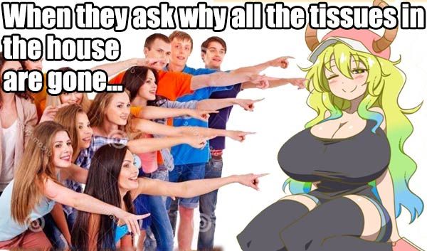Lucoa pointing when they ask you where all the tissues are 
