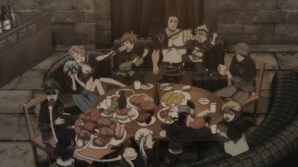 The Black Bulls from Black Clover enjoying a meal together