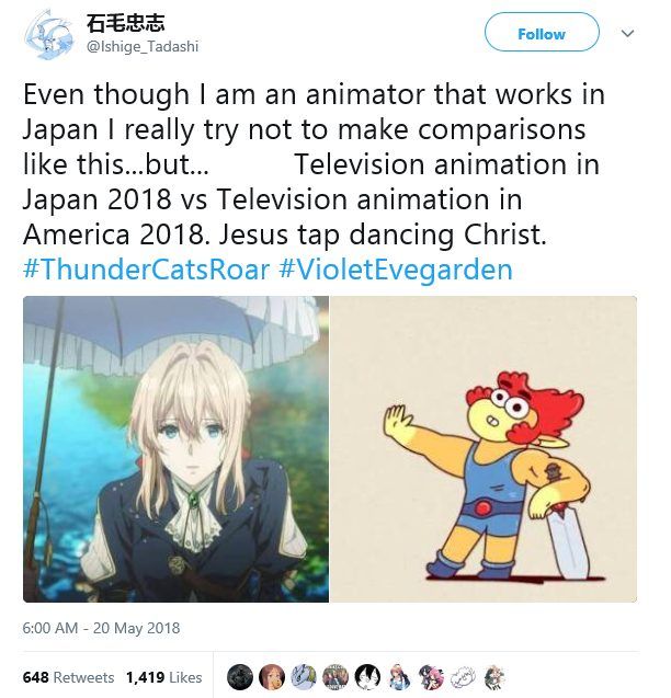 Television animation in Japan 2018 vs Television animation in America 2018. Jesus tap dancing Christ