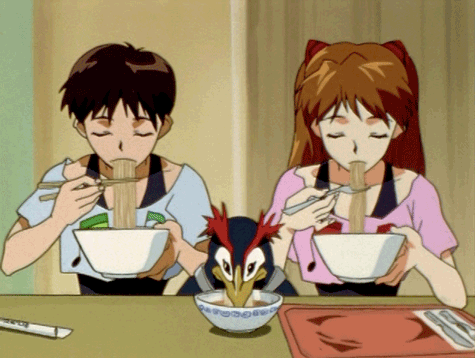 Evangelion Eating Ramen