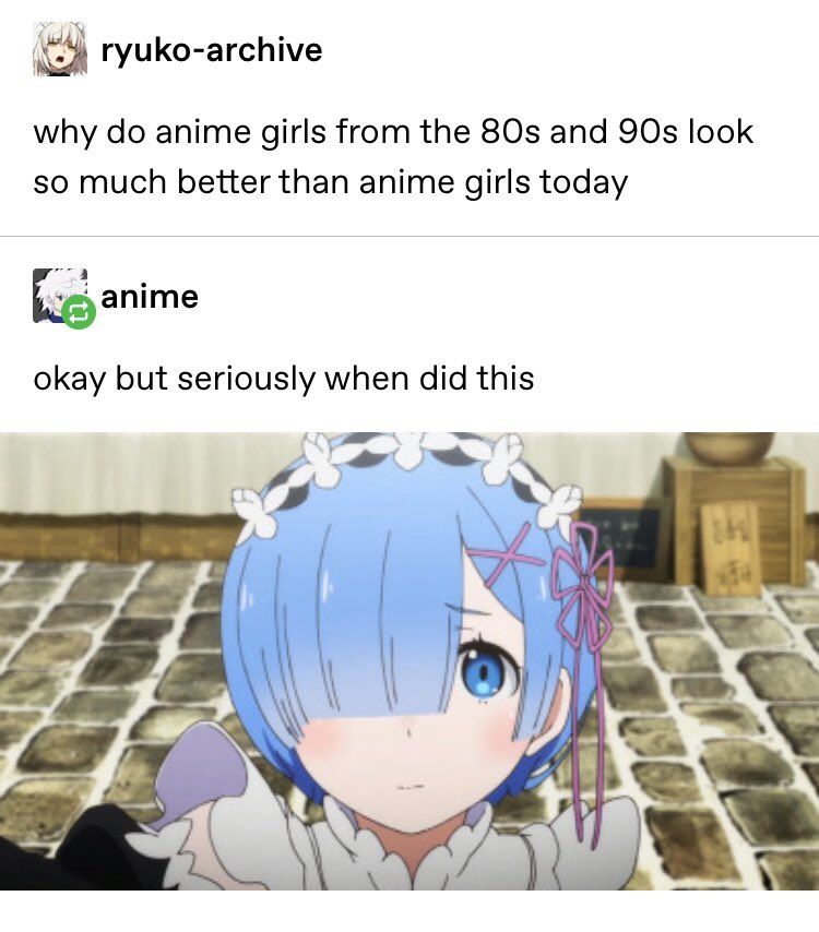 anime characters of the 80s and 90s vs Rem