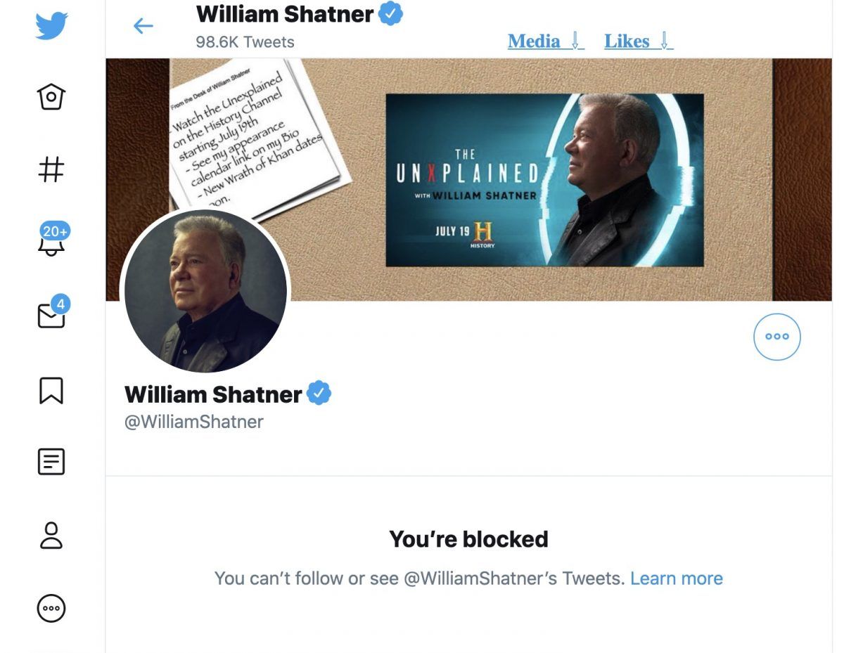 William Shatner Has Blocked J List