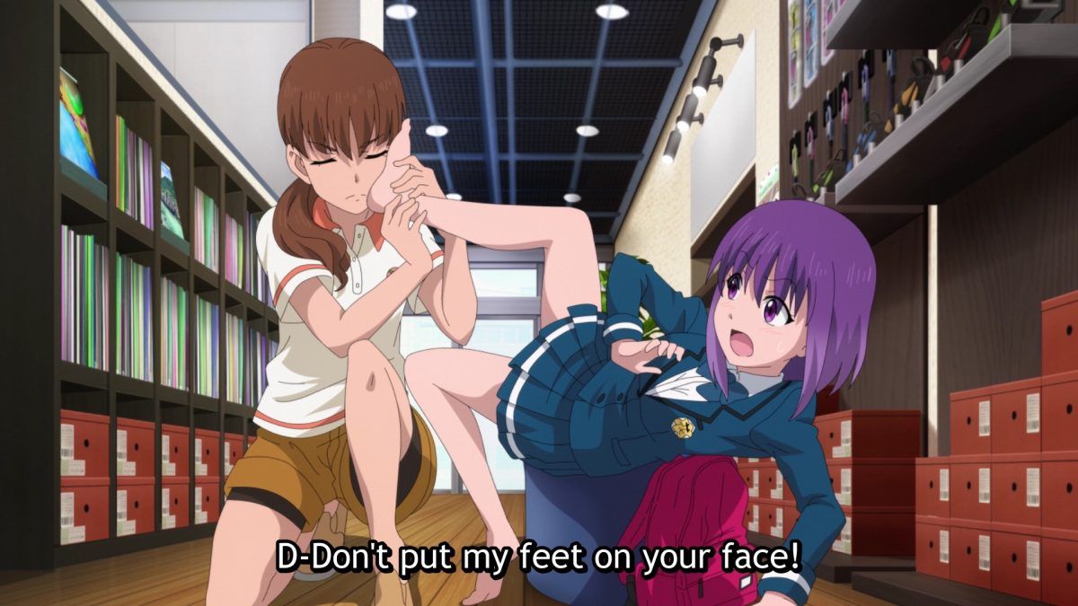 Iwa Kakeru! Sport Climbing Girls Episode 4 Asuka Feels Konomi's Foot