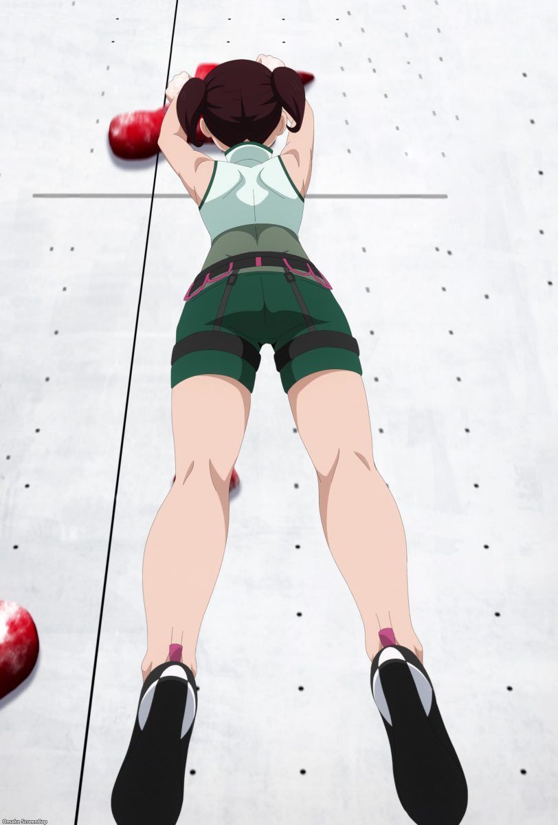 Iwa Kakeru! Sport Climbing Girls Episode 10 Girl Hangs From Speed Wall