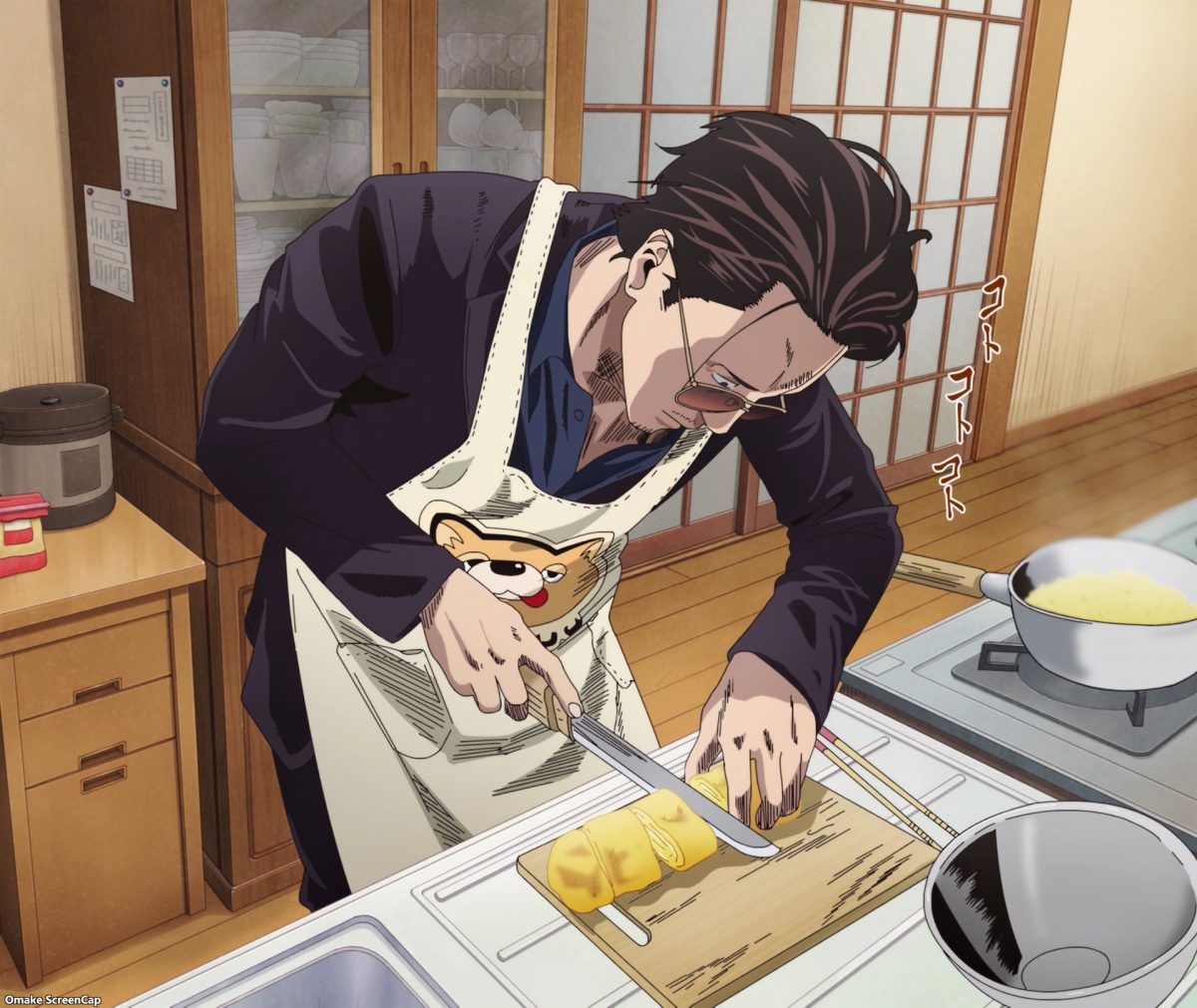 Gokushufudou Episode 1 Tatsu Slices Scrambled Egg