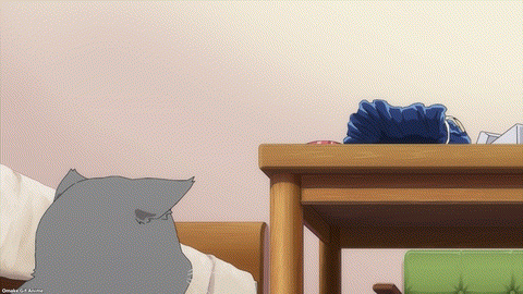 Ganbare Doukichan Episode 2 Cat Jumps On Table