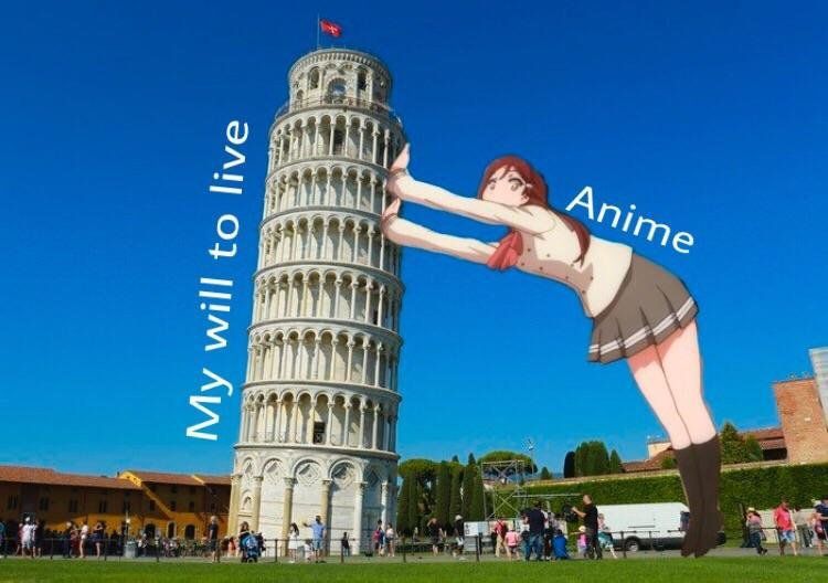 Anime Leaning Tower Of Pisa Meme
