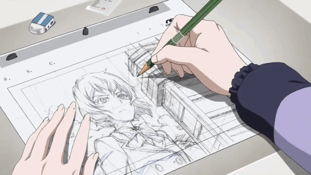 Shirobako Drawing Anime Cel